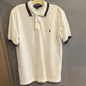 Polo by Ralph Lauren Men's White Polo Shirt with Black Trim